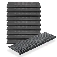 BigDean 10er Set Stufenmatten aus Gummi - 65x25cm - Treppenstufen Matten für Außen Outdoor - Antirutschmatten Treppe Anti-Rutsch Gummimatten