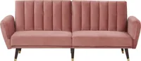 BELIANI Sofa rozkładana różowa welurowa funkcja spania glamour duży pokój salon pokój gościnny łóżko kanapa wersalka tapczan