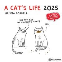 A Cat's Life 2025 - Wand-Kalender - Broschüren-Kalender - 30x30 - 30x60 geöffnet - Katzen - Cartoon