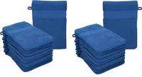Betz 20 Stück Waschhandschuhe PALERMO 100% Baumwolle Waschlappen Set Größe 16x21 cm  Farbe Blau