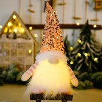 Dekohänger Weihnachten Wichtel mit Licht Weihnachtszwerg Plüsch（Rosa）