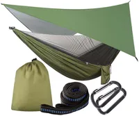 Hängematte, Ultraleichte Camping Hängematte mit Moskitonetz, Atmungsaktiv, Leichte Nylon Hängematte für Wandern/Reisen