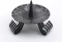 Kerzenleuchter Schwarz gelackt aus Eisen mit Dorn Ø 8 cm, Ideal für Taufkerzen, Kommunionkerzen, Hochzeitskerzen