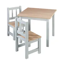 roba Kindersitzgruppe 'Woody' - 2 Kinderstühle & 1 Tisch - Sitzgarnitur / Sitzmöbel für Kinder in Holzdekor & Taupe