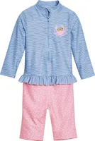 Playshoes - UV-Schutz Einteiler für Mädchen - Langarm - Krebs - Hellblau/Rosa, 74/80