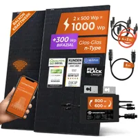 Solarway® Balkonkraftwerk 1000W komplett Steckdose - Envertech 800 Watt Wechselrichter - Solaranlage Komplettset - 500W Solarmodule & Zubehör