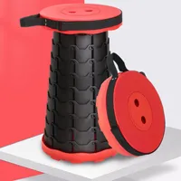 Tragbarer Klappstuhl Höhenverstellbar Hocker Klapphocker Teleskop Schemel für Camping rot