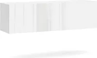 „Vivo“ Hängeschrank für das Wohnzimmer unter den Fernseher, eintürig, mit zwei Regalfächern, weiß, mit LED-Beleuchtung, 140 cm