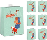 PremiumLine Geschenktaschen Weihnachten 6 Stück | edle DIN A5 Geschenktüten Papier Geschenkbeutel mittel | farbige Kordel, Namenskarte | Santa Claus, Medium 18x23x10cm | Skorpion Papeterie