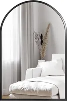 Dripex Rundbogen Wandspiegel 50x75cm mit Aluminiumrahmen,dekorativer HD Wandspiegel Schminkspiegel (Schwarz)