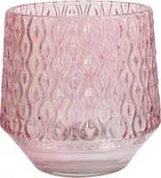 Glas Windlicht Vintage, konisch, Retro in Rosa, 80 mm