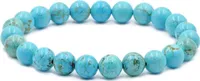 Tyrkysový náramok z drahých kameňov Bixorp Gems - náramok z leštených korálikov z drahých kameňov - 20 cm