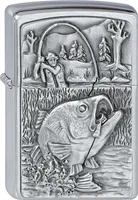 Zippo Bass Fishing Emblem Benzinfeuerzeug | Messing | Windfest