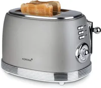 Korona 21667 Toaster, Edelstahlgehäuse, Stoppfunktion, Auftaufunktion, Brötchenrost