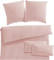 Pure Label Musselin Bettwäsche 200x220 bestehend aus einem Bettbezug 200x220 cm + Kissenbezug 80x80 2er Set + 40x80 Kissenbezug 2er Set in rosa