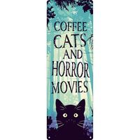 Grindstore - Tafel "Coffee Cats And Horror" GR5849 (Einheitsgröße) (Schwarz/Blau)
