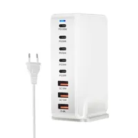 268W 8-portová nabíjačka USB PD, 3USB-A + 5USB-C PD QC Fast Charge Desktop Charging Station - biela