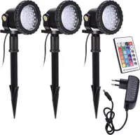 3er Set 3W LED RGB Gartenstrahler IP65 Wasserdicht Außen Rasenlampe Gartenbeleuchtung mit Fernbedienung