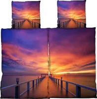 4 tlg Bettwäsche 135 x 200 cm Sonnenuntergang Microfaser 2 Garnituren NEU