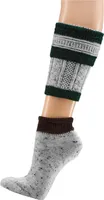 TippTexx 24 1 Paar Herren Trachtenstrümpfe Loferl 2-teilig Wadenwärmer und Socken, Grau-Grün, Größe 43-46