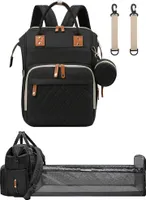 ASKSA Přebalovací taška batoh Přenosná cestovní přebalovací taška se skládací postýlkou Baby Cot Backpack , černá