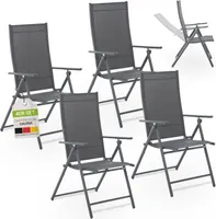 Juskys Gartenstuhl Calena 4er Set - 7-Fach verstellbare Rückenlehne - Anthrazit