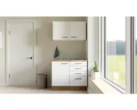 Minikuchyně se spotřebiči Flex Well Vintea 100 cm barva čela magnólie matná barva korpusu lancelot oak