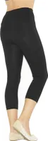Capri 3/4 Damen Leggings Baumwolle Hose hoher Bund Taschen schwarz S-34