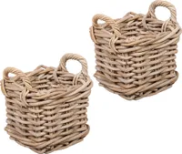 2er Set Rattankorb BAKUL eckig Grey ca. 20cm