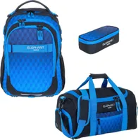 Schulrucksack 3 Teile Set Elephant Hero Signature Rucksack Schulmappe Jungen Schulrucksackset Held Premium 12868 rsm Dark Blue Cube (Blau Schwarz)