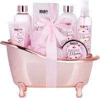 BRUBAKER Cosmetics - Danke Mama - 7-teiliges Luxus Muttertags Bade- und Dusch Set - Rosen Vanille Duft - Geschenkset in dekorativer Wanne