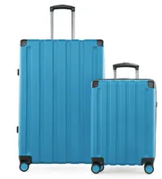Q-Damm - 2er Koffer-Set, kleiner Kabinenkoffer Flugzeug Bordgepäck und großer Koffer XL Trolleys Aufgabegepäck,Cyanblau