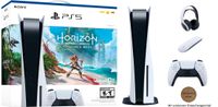 Sony PlayStation 5 Disc Edition Horizon Forbidden West DLC Bundle und Medienfernbedienung, 3D Pulse Headset (mit exklusivem Einkaufswagenchip!) PS5 Disk Blu-Ray Laufwerk