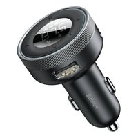 Baseus Enjoy Car LED Wireless 2x USB / 3,5mm Klinke MP3 Ladegerät Bluetooth 5.0 3.4A Schwarz (CCLH-01)