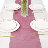 Winwild lniany bieżnik na stół różowy 40 cm x 10 m