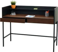 Schreibtisch HWC-J79, Bürotisch Computertisch Arbeitstisch, Schublade 120x50cm Holz Metall  Walnuss-Optik