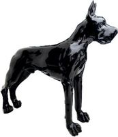 Casa Padrino Designer Dekofigur Hund Deutsche Dogge Schwarz 125 x H. 110 cm - Lebensgroße Deko Skulptur - Wetterbeständige Tierfigur