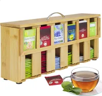 ONVAYA® Teebox aus Holz | Teekiste mit 6 Fächern | Teebeutelbox für ca. 200 Teebeutel | Tee Aufbewahrungsbox | Teebeutelspender aus Bambus | Teebeutel Organizer