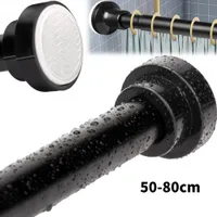 Universal Teleskopstange Edelstahl Ohne Bohren Duschvorhangstange, schwarz, 50-80cm
