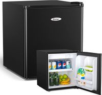 COSTWAY 46L Mini Kühlschrank BxH: 45x50cm, Flaschenkühlschrank mit Gefrierfach, Getränkekühlschrank 7 Temperaturstufe einstellbar, wechselbarer Türanschlag, , schwarz