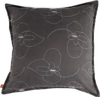 Kissenhülle Dekokissen Kissenbezug  Velours- Optik 50/50 cm Taupe Bestickt