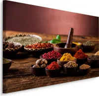 Fabelhafte Canvas LEINWAND BILDER 120x80 cm XXL Kunstdruck Gewürze Bunt Indisch Holz