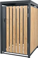 ML-Design 1 box na 1 popelnici 240L 68x80x116,3 cm antracitový modřínový vzhled, ocel, odolný proti povětrnostním vlivům/uzamykatelný