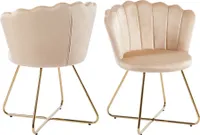 SalesFever Muschelstuhl aus Samt | 2er Set | Beine Chrom goldfarben | B 69,5 x T 66 x H 85 cm | beige