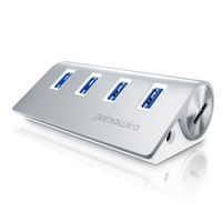 Primewire 4 Port USB 3.2 Gen1 SuperSpeed Datenhub Aluminiumgehäuse mit Netzteil Anschluss / Hot Plug