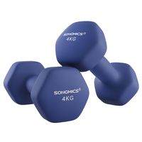 SONGMICS Hanteln, 2er Set, 2 x 4 kg, Hantelset, Kurzhanteln, Hexagon, Neopren-Beschichtung, Krafttraining, Workout, Fitnesstraining, für Zuhause