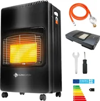 Eurocatch Gasheizer - Mobile Heizung inkl. Schlauch und Druckregler – Schwarz – 4200 W