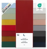 Blumtal Basics 2er-Set Mikrofaser Spannbettlaken 200x200 cm - Bettlaken,  , bis 25cm Matratzenhöhe, Aurora Red - Rot