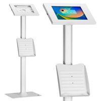 MC-476 Maclean Tablet-Bodenständer mit Diebstalschutz und Prospekthalter Kompatibel mit 9.7"-11", iPad/iPad Air/iPad Pro, Samsung Galaxy Tab A/Tab A7/Tab S6 Lite Bodenbefestigung (Weiß)