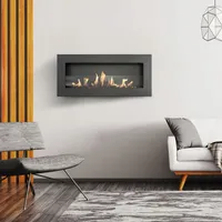 Wandkamin Bioethanol DELTA SLIM schwarz mit Verglasung